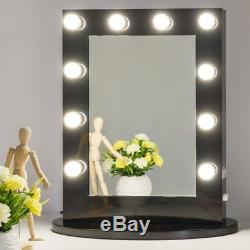 Lighted Vanity Mirror Beauty Tabletop Dimmer Switch Hollywood Elegant Black NEW