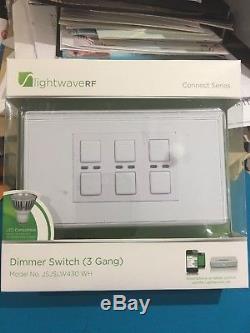 LightwaveRF JSJSLW430WH 3 Gang 1 Way 210 W Master Light Dimmer Switch White