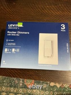 Lot of 3-Leviton Decora+ 3-Pack Rocker Dimmers with Slide Bar DSL06-3PW, 9 total