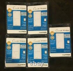 Lot of (5) NEW! Lutron PD-5ANS-WH-R Caseta Wireless In-Wall Light/Fan Switches