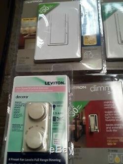 Lutron 3 Way Dimmer Switch & Single pole, Lot of 11 Leviton Fan/Light USB 4 Port