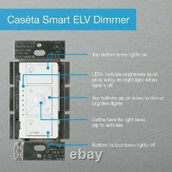 Lutron Caseta Smart Dimmer Switch for ELV+ Bulbs, 250W LED, White, PD-5NE-WH