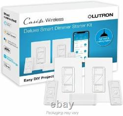 Lutron Caseta Smart Start Kit, Dimmer Switch (2 Count) With Smart Bridge And