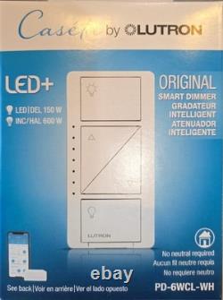 Lutron Caseta Wireless In-Wall Dimmer PD-6WCL-WH White Decorator CFL/LED/Inc/Hal