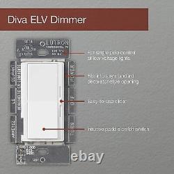 Lutron DVELV-300P-WH 300-Watt Diva Electronic Low Voltage Single Pole Dimmer