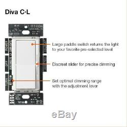 Lutron Diva C. L Dimmer Switch Light Control Dimmable LED Electrical White 6 Pack