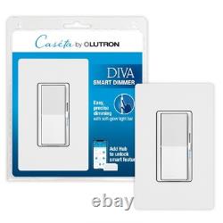 Lutron Diva Smart Dimmer Light Switch with Wallplate for Caseta 1 Pack, White