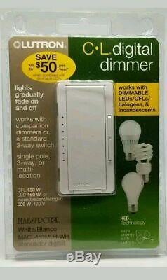 Lutron Maestro 150-Watt White Indoor Dimmer MACL-153M-WH Electrical Light
