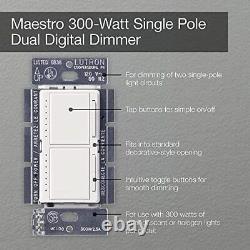 Lutron Maestro Dual Digital Dimmer Switch with Wallplate for Incandescent Bulbs