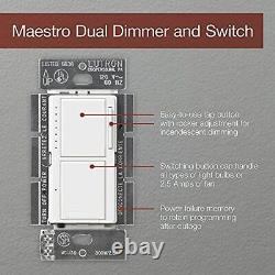 Maestro Dual Digital Dimmer and Switch, Only for Incandescent and Halogen