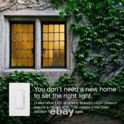 Maestro LED+ Dimmer Switch withWallplate for Dimmable LED Bulbs, 150WithSingle-Pole