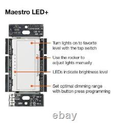 Maestro LED+ Dimmer Switch withWallplate for Dimmable LED Bulbs, 150WithSingle-Pole