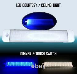 Marine Boat RV LED Courtesy Ceiling White/Blue Light Dimmer Touch Switch Surface
