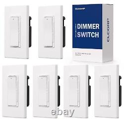 Matte White Digital Slide Dimmer Switch 300W Dimmable + Locator Light, 6 Pack