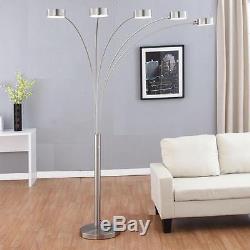 Modern 5 LED Lights 88 Arched Floor Lamp Dimmer Switch Brushed Steel Finish