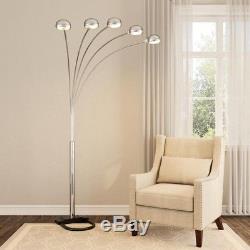 Modern Contemporary Arch Floor Lamp 5 Arm Dimmer Switch Satin Nickel Light Stand