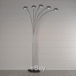 Modern Contemporary Arch Floor Lamp 5 Arm Dimmer Switch Satin Nickel Light Stand