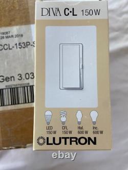 NEW Box 24 Lutron DVSCCL-153P-SW LED+ 3-Way Dimmer Switch Snow