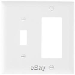 New Wall Plate Switch 2-Gang White Double Toggle/Decorator Lighting Dimmer Cover