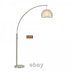 One-Arched Floor Lamp Modern Brushed Steel finished with LED Dimmer Light Switch