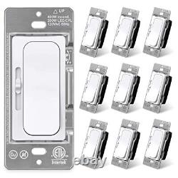 Pack Quiet Dimmer Light Switch, Slide Dimmer Switch with Wide Dimming & 10