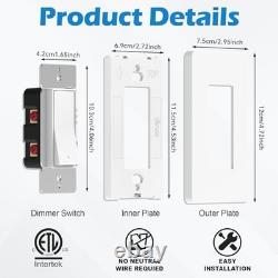 Pack Slide Dimmer Light Switch, Single Pole or 3-Way LED Dimmer Switch, for 10