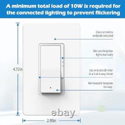 Pack Slide Dimmer Light Switch, Single Pole or 3-Way LED Dimmer Switch, for 10