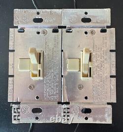 Pair of Lutron Ariadni AY-600P Single-Pole 600W Slide & Toggle Dimmer Almond