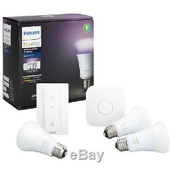 Philips Hue A19 Smart LED Light Bulb Kit with Dimmer Switch & 2 Google Home Mini