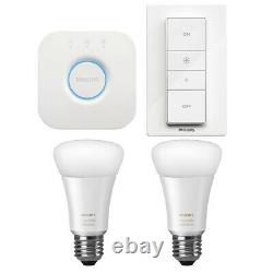 Philips Hue White Ambiance Smart Light Kit 2 Bulbs + Hue Bridge + Dimmer Switch