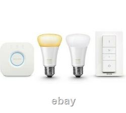 Philips Hue White Ambiance Smart Light Kit 2 Bulbs + Hue Bridge + Dimmer Switch