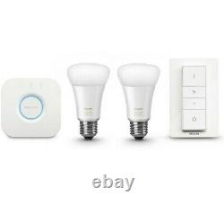 Philips Hue White Ambiance Smart Light Kit 2 Bulbs + Hue Bridge + Dimmer Switch