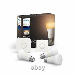Philips Hue White Ambiance Starter Kit, Smart Bulb 3 Pack LED E27 Edison Screw