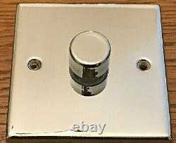 Polished Chrome Single Wall Dimmer Switch Brushed Steel 400w Light 1 Gang 2 Way