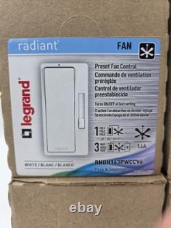 Qty 24 LEGRAND RADIANT RHDH163PWCCV6 Preset Fan Control Switch 120 VAC White