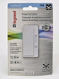 Qty 24 LEGRAND RADIANT RHDH163PWCCV6 Preset Fan Control Switch 120 VAC White