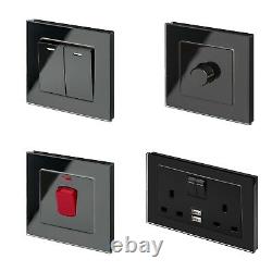 RetroTouch Black Glass PG Light Switches, Plug Sockets, Dimmers, Cooker, Fused