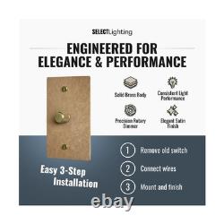 Select 1-Gang Solid Brass Rotary Dimmer Switch, Vintage Brass Finis. Fas