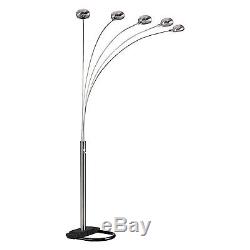 Silver Arch Floor Lamp 84in Adjustable Dome Dimmer Switch Modern 5 Arm Light New