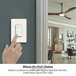 Smart Ceiling Fan Control Dimmer Light Switch 2.4Ghz Single Pole Wi-Fi 2 Pack