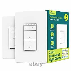 Smart Ceiling Fan Control and Dimmer Light Switch 2PACK, Neutral Wire Needed
