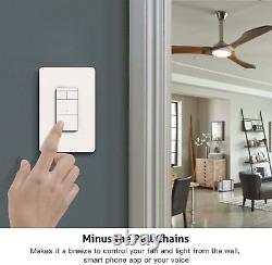 Smart Ceiling Fan Control and Dimmer Light Switch 2PACK, Neutral Wire Needed, Tr