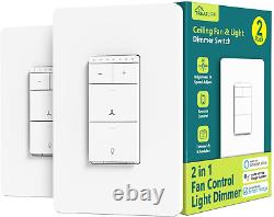 Smart Ceiling Fan Control and Dimmer Light Switch 2PACK, Neutral Wire Needed, Tr