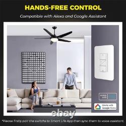 Smart Ceiling Fan Control and Light Dimmer Switch, Compatible with Alexa/Goog