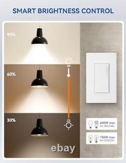 Smart Dimmer Light Switch DTR30, Single Pole or 2.4GHz Wi-Fi 3 Way 10 White