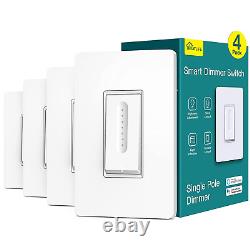 Smart Dimmer Switch 4 Pack, Smart Light Switch Works with Alexa and Google Home