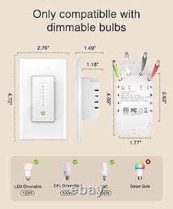 Smart Dimmer Switch, Needs Neutral Wire, 2.4Ghz Smart Light Switch for Dimmable