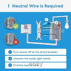 Smart Dimmer Switch Single Pole Meross Smart Wifi Light Switch for Dimmable LE