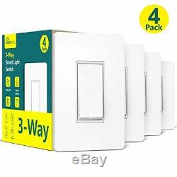 Smart Light Dimmer Switch 4Pack+3-Way Switch 4Pack Bundles