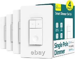 Smart Light Switch Dimmer Light Switch, 4 Pack, Works with Alexa and Google Ass